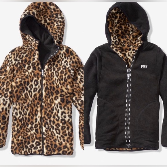 Victoria's Secret Pink Leopard Reversible Sherpa Cozy Fleece Hoodie
Code 5 - Picture 2 of 8